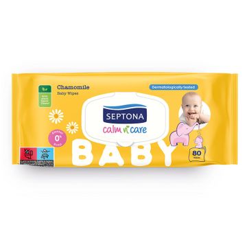  Septona Calm n’ Care Chamomile Бебешки мокри кърпички лайка с капак 80 бр 