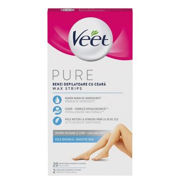 Veet Pure Восъчни ленти за тяло и крака за чувствителна кожа x20 бр