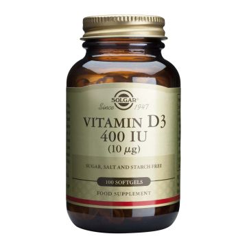 Solgar Vitamin D3 Витамин D3 за здрава костна система 400IU x 100 капсули