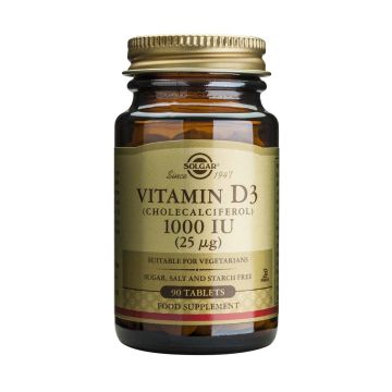 Solgar Vitamin D3 Витамин D3 за здрава костна система 1000IU x 90 таблетки