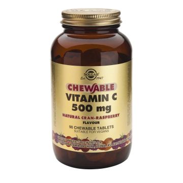 Solgar Chewable Vitamin C с вкус на малина 500 мг х90 дъвчащи таблетки