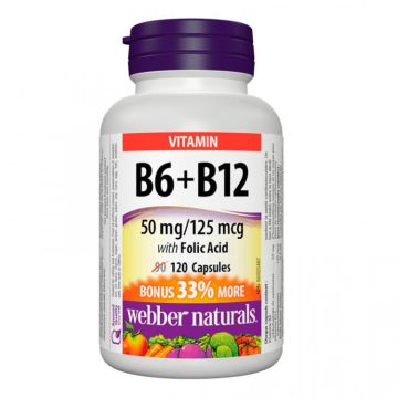 Webber Naturals Vitamin B6 + B12 + Фолиева киселина 50 мг/125 мг 120  таблетки