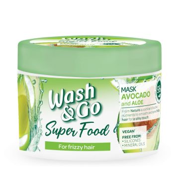 Wash & Go Super Food Маска за непокорна коса с авокадо и алое 300 мл
