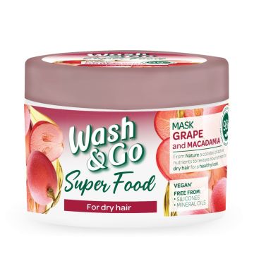 Wash & Go Super Food Маска за суха коса с грозде и макадамия 300 мл