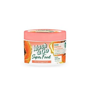 Wash & Go Super Food Маска за увредена коса с папая и моринга 300 мл