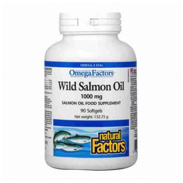 Natural Factors Wild Pacific Salmon Oil Рибено масло от дива сьомга от свободно плуващи риби 1000 