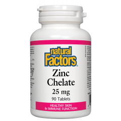 Natural Factors Zinc Chelate – ключов минерал за нормалното състояние на организма 25 мг х 90 таблетки