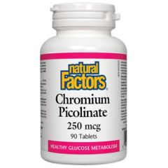 Natural Factors Chromium Picolinate За балансирани нива на кръвната захар 250 мкг 90 таблетки