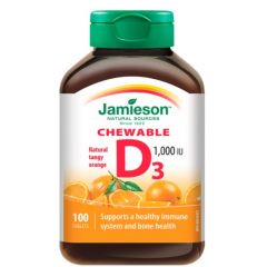 Jamieson Витамин D3 портокал 1000UI 100 дъвчащи таблетки