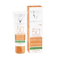 Vichy Capital Soleil Слънцезащитен матиращ и коригиращ крем за лице с тройно действие за кожа с несъвършенства SPF50+ 50 мл