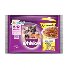 Пауч с птиче месо за котки от 2 до 12 месеца Whiskas Casserole 4х85 гр 