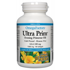 Natural Factors Ultra Prim Evening Primrose Oil Масло от вечерна иглика масло при ПМС и менопауза 1000 мг х 90 капсули