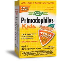 Nature's Way Primadophilus Kids Orange Пробиотик за деца 3 млрд. активни пробиотици портокал х30 дъвчащи таблетки