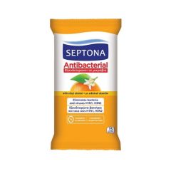 Septona Antibacterial Антибактериални мокри кърпи за ръце с аромат на портокал 15 бр