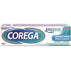 Corega Екстра силен Оригинален вкус Фиксиращ крем за зъбни протези с мента 40 гр