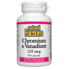 Natural Factors Chromium & Vanadium Хром и Ванадий за здравословен глюкозен метаболизъм 125 мкг х 90 капсули