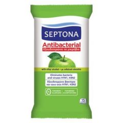 Septona Antibacterial Антибактериални мокри кърпи за ръце с аромат на зелена ябълка 15 бр 