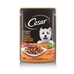 Пауч с пилешко месо и зеленчуци в сос за кучета Cesar 100 гр