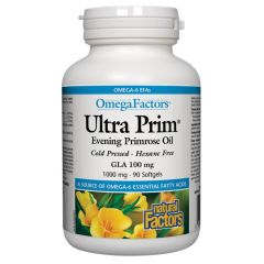Natural Factors Ultra Prim Evening Primrose Oil Масло от вечерна иглика масло при ПМС и менопауза 1000 мг х 90 капсули