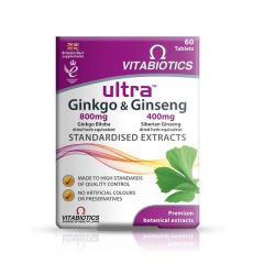 Ultra Гинко билоба и женшен за памет и концентрация x60 таблетки Vitabiotics 