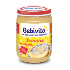 Bebivita пюре ябълка и банан без глутен 4М+ 190 гр