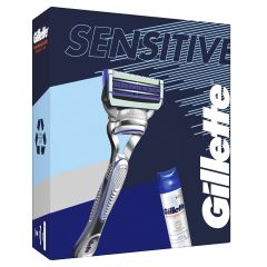 Gillette Sensitive Skinguard Самобръсначка + Гел за бръснене Комплект