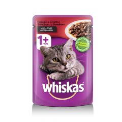Пауч с говеждо месо за котки над 1 година Whiskas 100 гр
