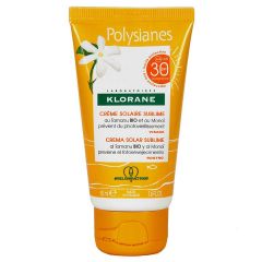 Klorane Polysianes Solar Sublime Слънцезащитен крем за лице с органично масло от таману и монои SPF50+ 50 мл