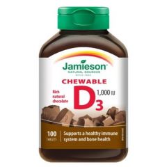 Jamieson Витамин D3 с вкус на шоколад 1000UI 100 дъвчащи таблетки