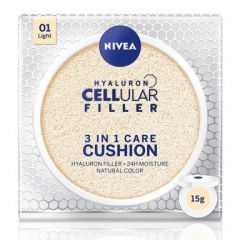 Nivea Cellular Filler Hyaluron 3in1 Cushion Фон дьо тен 3в1 за лице със слънцезащитен фактор SPF15 15 гр Светъл тон 01