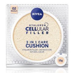 Nivea Cellular Filler Hyaluron 3in1 Cushion Фон дьо тен 3в1 за лице със слънцезащитен фактор SPF15 15 гр Среден тон 02