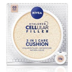 Nivea Cellular Filler Hyaluron 3in1 Cushion Фон дьо тен 3в1 за лице със слънцезащитен фактор SPF15 15 гр Тъмен тон 03