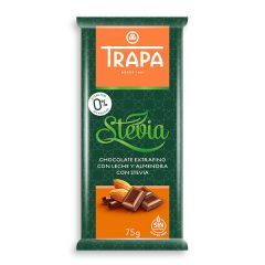 Trapa Шоколад млечен с бадеми и стевия 75 гр