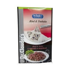 Мокра храна за котки Dr. Clauder Premium Pouches Говеждо, пуйка, желе 100 гр