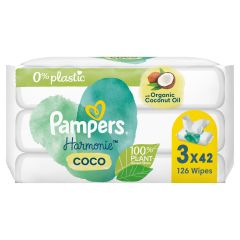 Pampers Coconut Pure Protection Baby Wipes Бебешки мокри кърпички 42 бр х3 бр