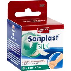 Medica Sanplast Silk Прикрепващ пластир за чувствителна кожа 5 см/5 м