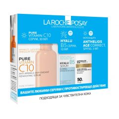 La Roche-Posay Pure Vitamin C Серум за лице 30 мл + Hyalu B5 Интензивен серум 10 мл + Anthelios Age Correct Слънцезащитен противостареещ крем за лице SPF50 3 мл Комплект
