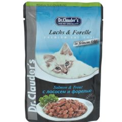 Dr. Clauder's Premium Pouches Мокра храна за котки Сьомга, пъстърва, желе 100 гр