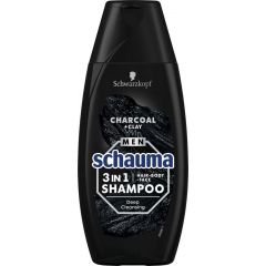 Schauma Men Charcoal & Clay Шампоан за мъже 3в1 за лице, коса и тяло с активен въглен 400 мл