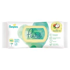 Pampers Coconut Pure Protection Baby Wipes Бебешки мокри кърпички 42 бр