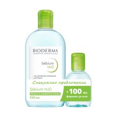 Bioderma Sebium Мицеларна вода за мазна и акнеична кожа 500 мл + Bioderma Sebium Мицеларна вода за мазна и акнеична кожа 100 мл Комплект
