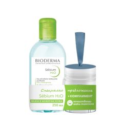 Bioderma Sebium Мицеларна вода за мазна и акнеична кожа 250 мл + Почистващи памучни тампони Комплект