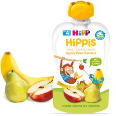 Hipp Hippis забавна закуска ябълка, круша и банан 4М+ 100 гр