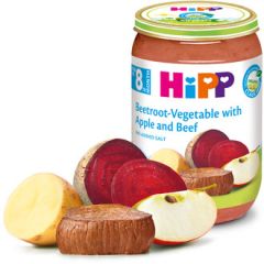 Hipp био пюре телешко с цвекло, ябълка и зеленчуци 8М+ 220 гр
