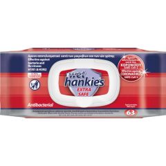 Wet Hankies Extra Safe Антибактериални мокри кърпи х63 бр