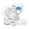 Philips Avent Eлектрическа помпа за кърма Comfort + Avent Natural Шише с биберон с една дупка 0М+ 125 мл и Шише с биберон с една дупка 1М+ 260 мл + Контейнери за съхранение на кърма с капачки 180 мл + Адаптери за контейнер + Еднократни подплънки Комплект